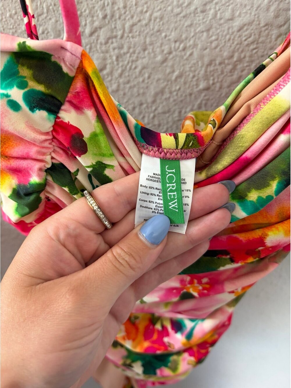 J.Crew Floral One Piece Swimsuit size 10. EUC. Removable pads and tie shoulder s - Picture 3 of 6